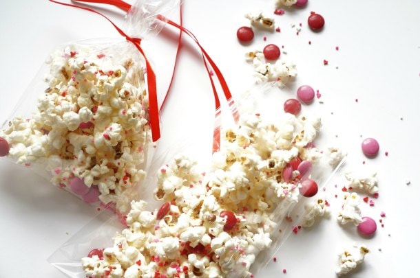 Valentine's Day party popcorn in bags