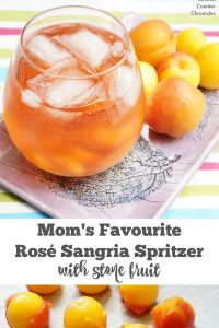 Rose Sangria spritzer with stone fruit - Take a break with this light and refreshing rose sangria spritzer. Use seasonal plums and apricots to add a hint of sweetness. | Rosé Sangria | Wine Recipe | Wine Sangria Recipe |