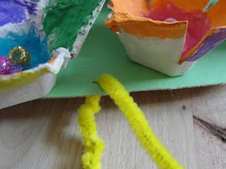 hanging egg carton flowers