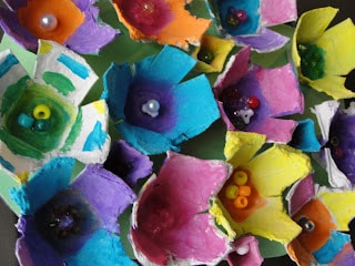 egg carton flowers done