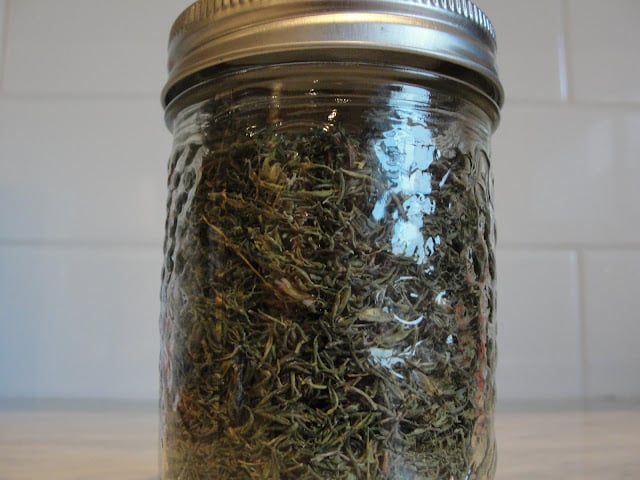 jar of dried thyme