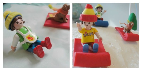 sledding party cake people