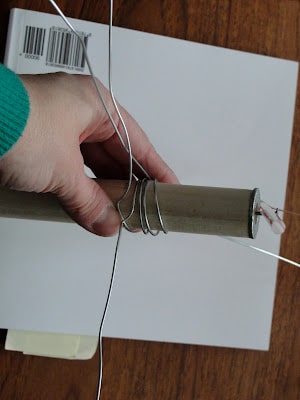 wire wrapped around wooden dowel for wind vane project
