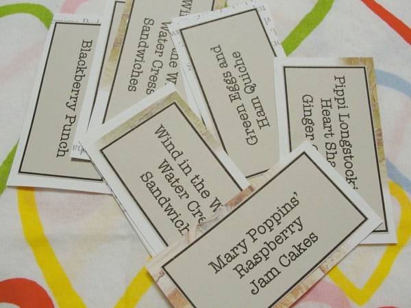 baby shower book building food cards