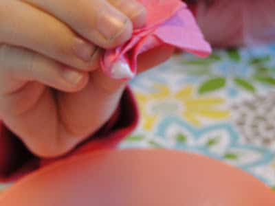 Tissue Paper on pencil with glue