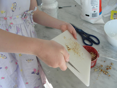 kid chopping pecans