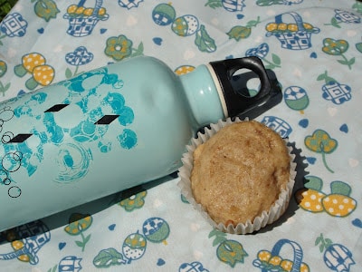 bottle of water and muffin