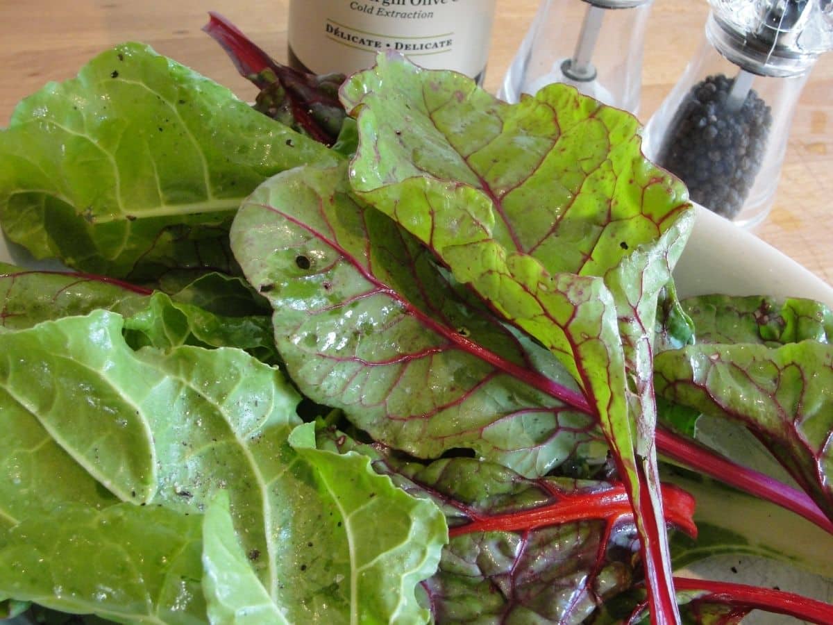 chard with oil and salt and pepper