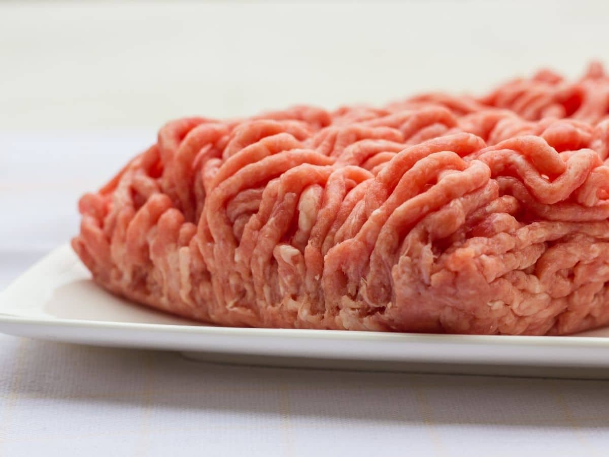 raw ground beef on plate