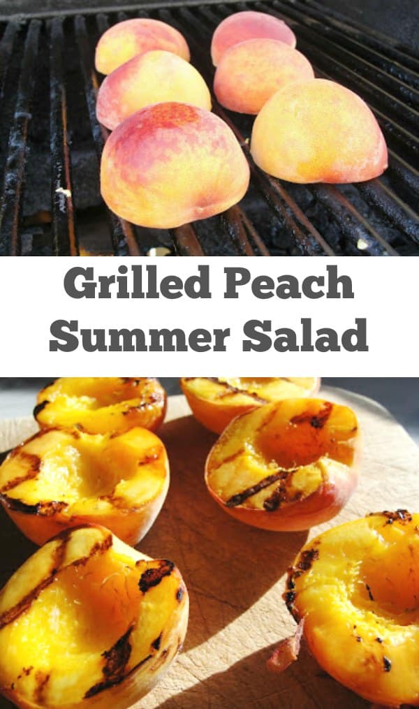 Grilled Peach Summer Salad with Candied Pecans - Learn how to properly grill peaches and make candied peaches for a beautiful summer salad. | Summer Salad | Peach Recipe | Salad Recipe | Candied Nuts | Candied Pecans |