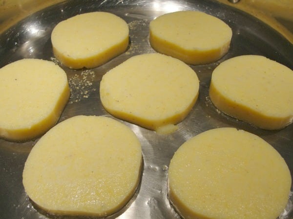polenta cakes in pan