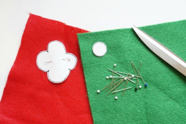 felt poppy pinned in place