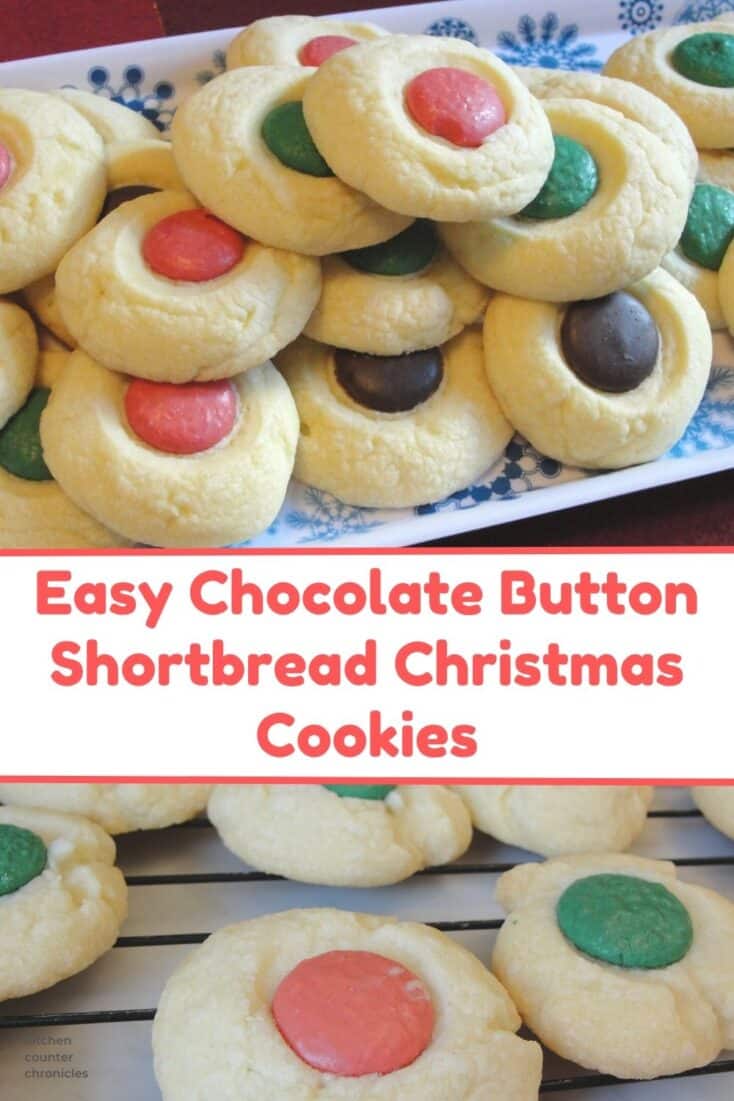 easy chocolate button shortbread Christmas cookies
