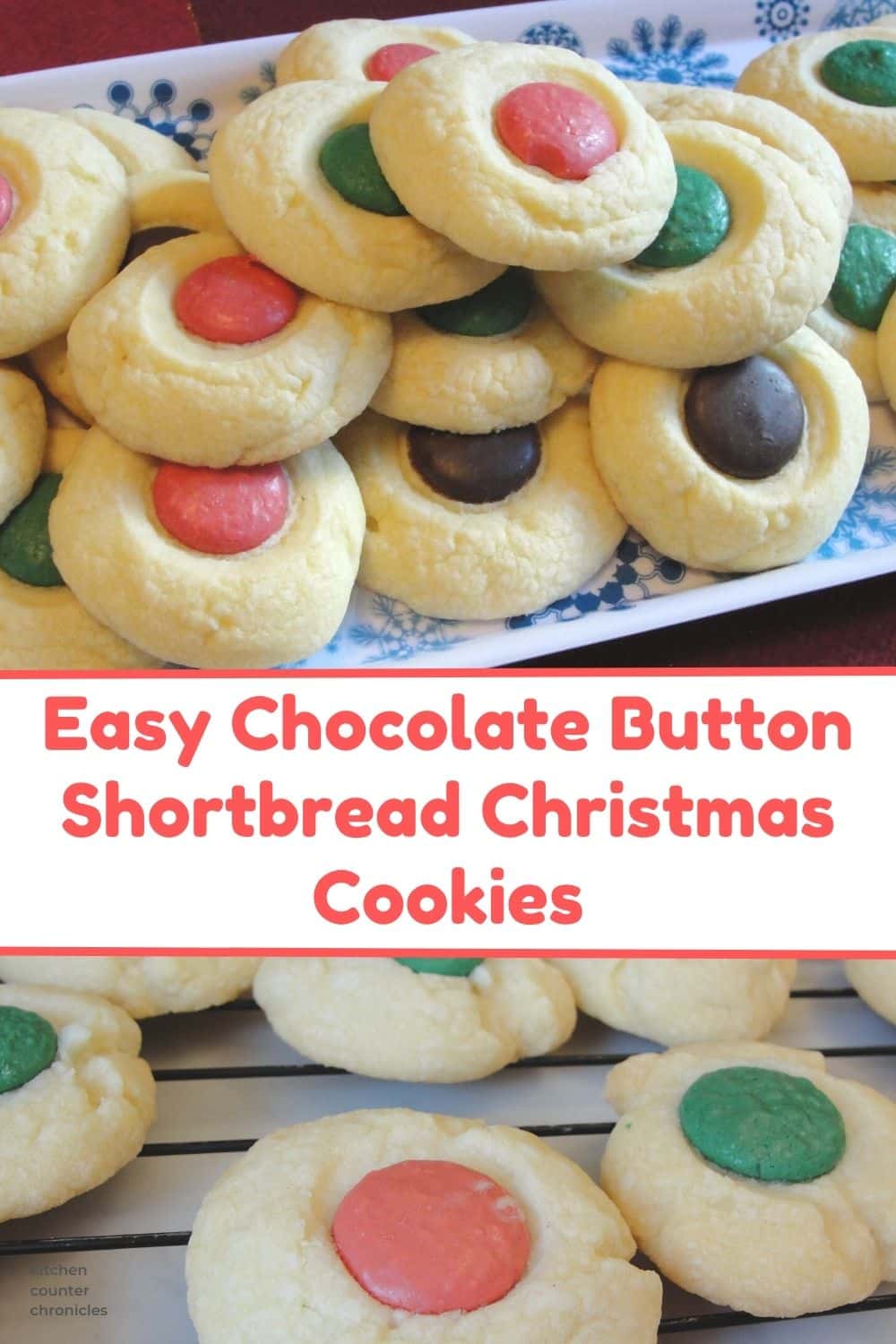 easy chocolate button shortbread Christmas cookies