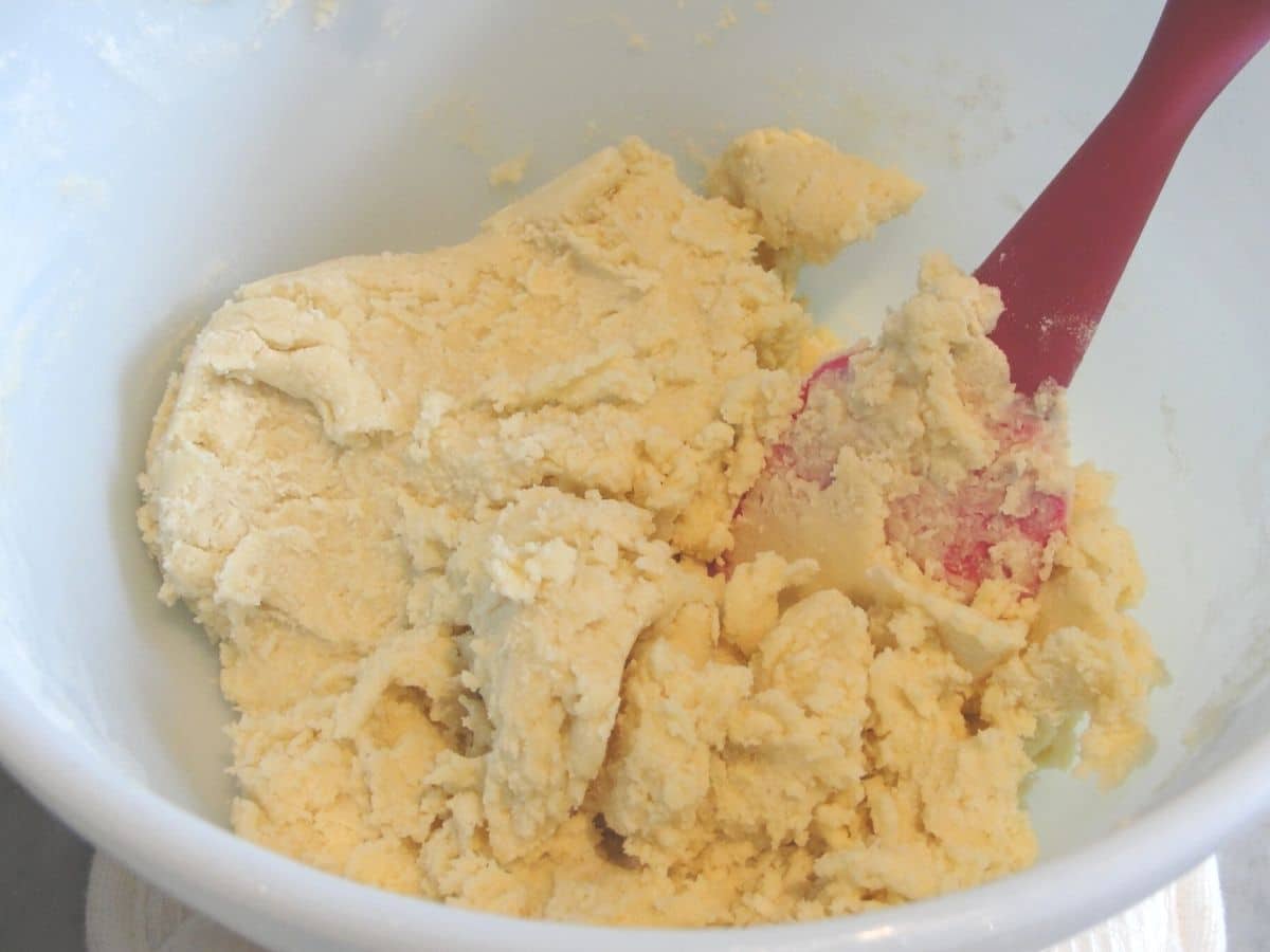 christmas shortbread cookie dough in bowl