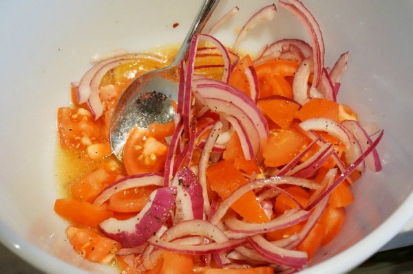 red onions and tomatoes