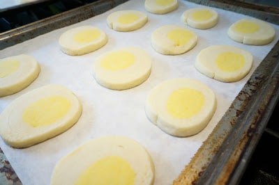 sugar cookies on baking sheet