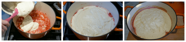 rhubarb cake in dutch oven