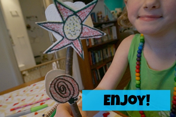 child with spring wand