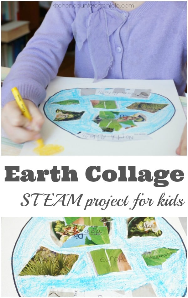 Earth Collage STEAM project for Kids