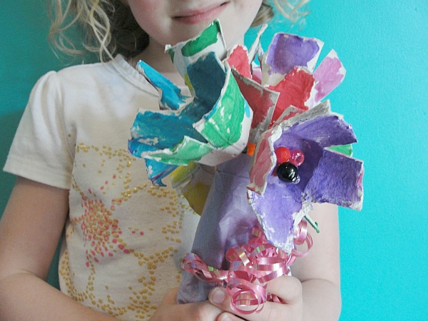 egg carton flower bouquet