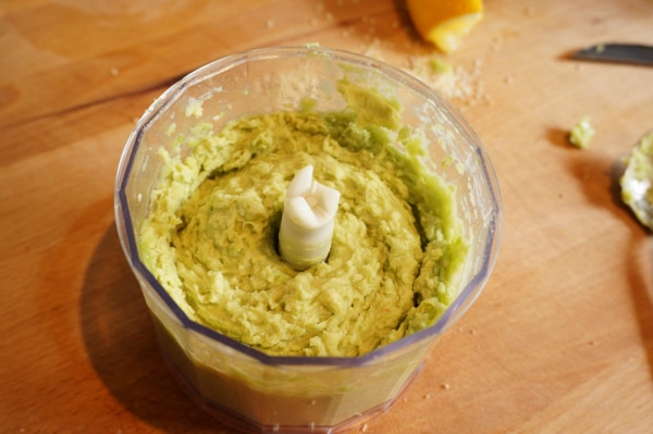 lima bean dip in processor