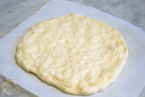 pizza dough rolled out