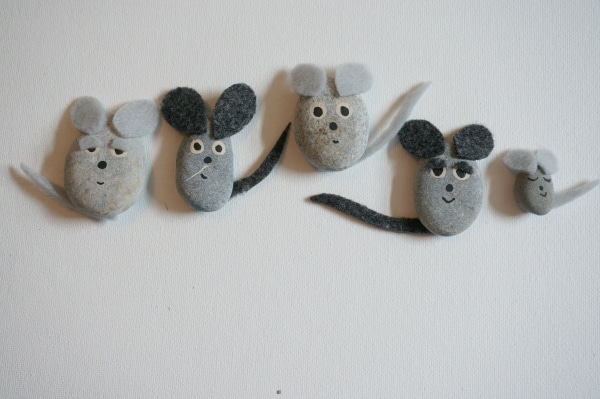 pebble mice with felt ears