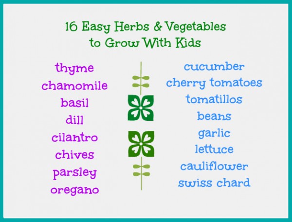 vegetables and herbs to grow with kids