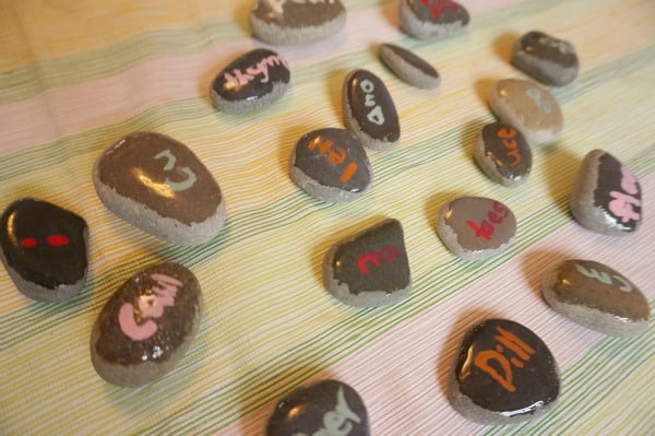 garden markers with sealer painted on