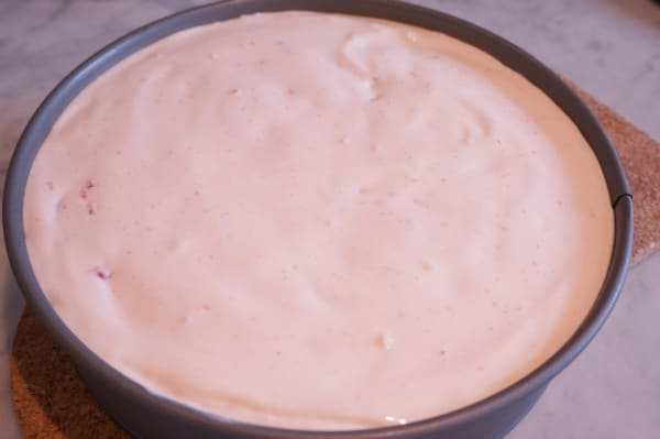 strawberry ice cream cake frozen in pan