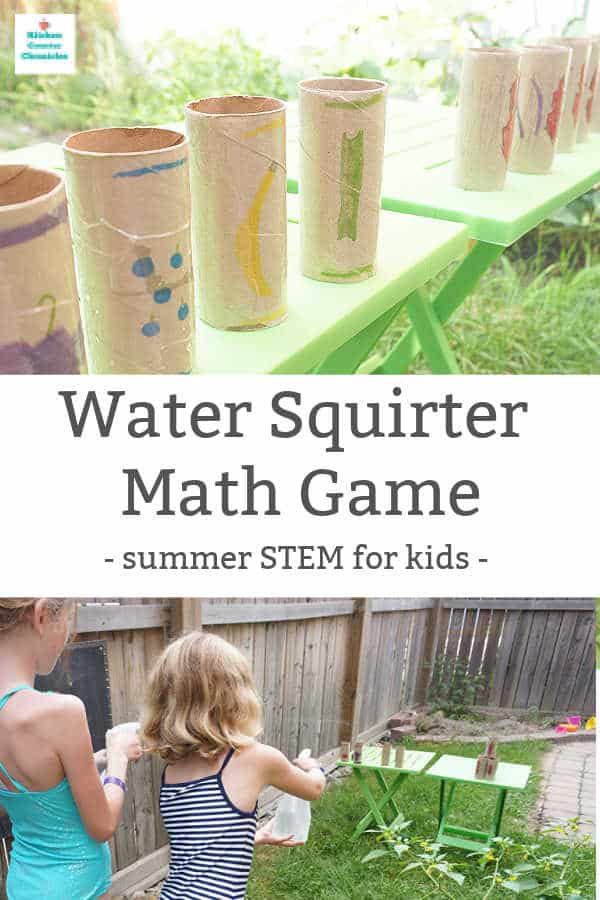 summer stem activity for kids water squirter math game featured image
