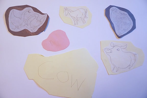 animals cut out and words