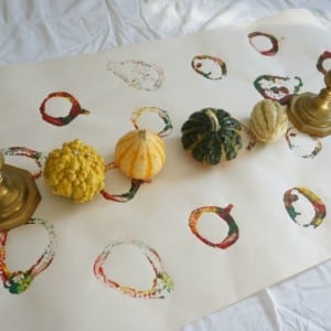 using gourds to stamp on paper a stamped runner