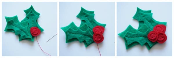 felt holly berries sewn on