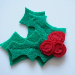 how to sew a felt holly pin