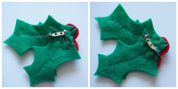 felt holly pin back