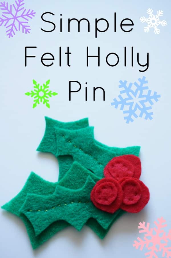 simple felt holly pin