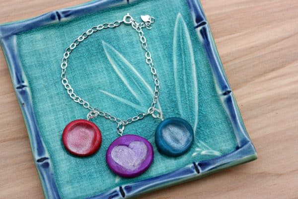 fingerprint heart valentine charm bracelet for tweens to make