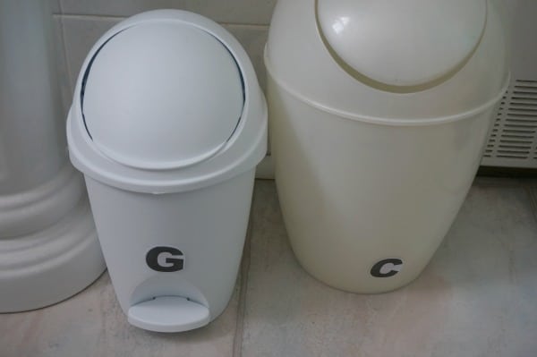 bathroom garbage cans