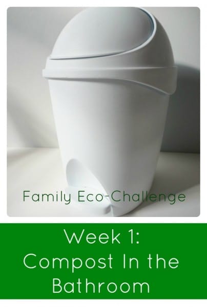 compost bucket in bathroom with title
