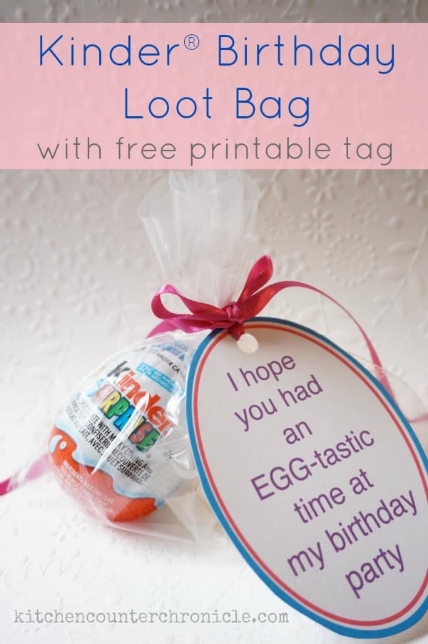 Kinder® birthday loot bag tag