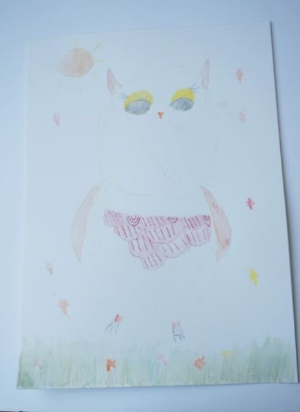 owl watercolour by child