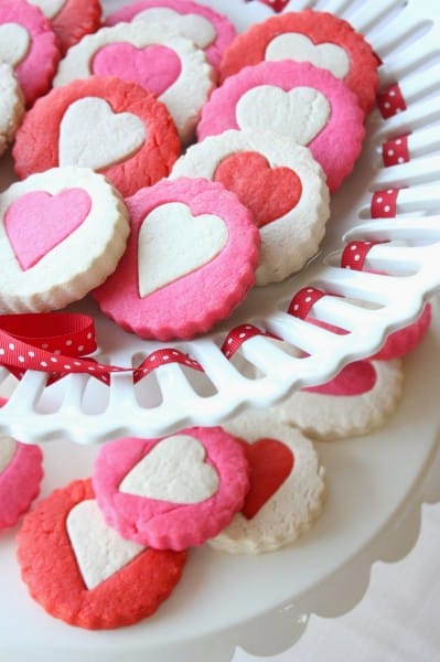 two tone heart cookies for valentines day