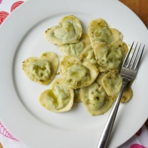 heart shaped stuffed ravioli