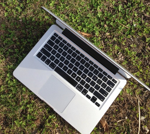 computer in the grass
