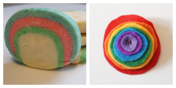 rainbow collage cookie and brooch