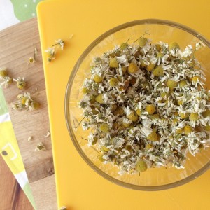 dried chamomile in a bowl