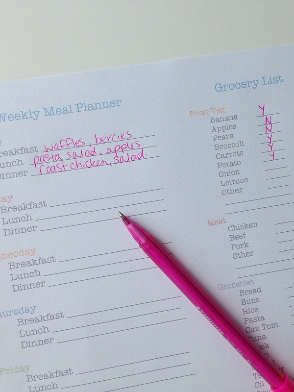 meal planner printable