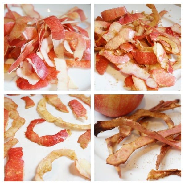 caramelized apple skin crisp collage